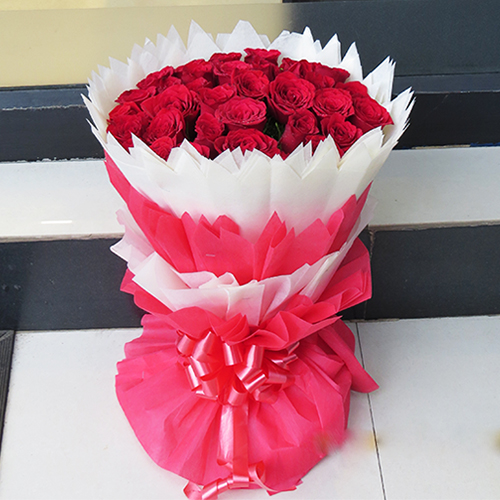 “30 Red Rose with Grand sheet Packing” Coimbatore Flower Shop
